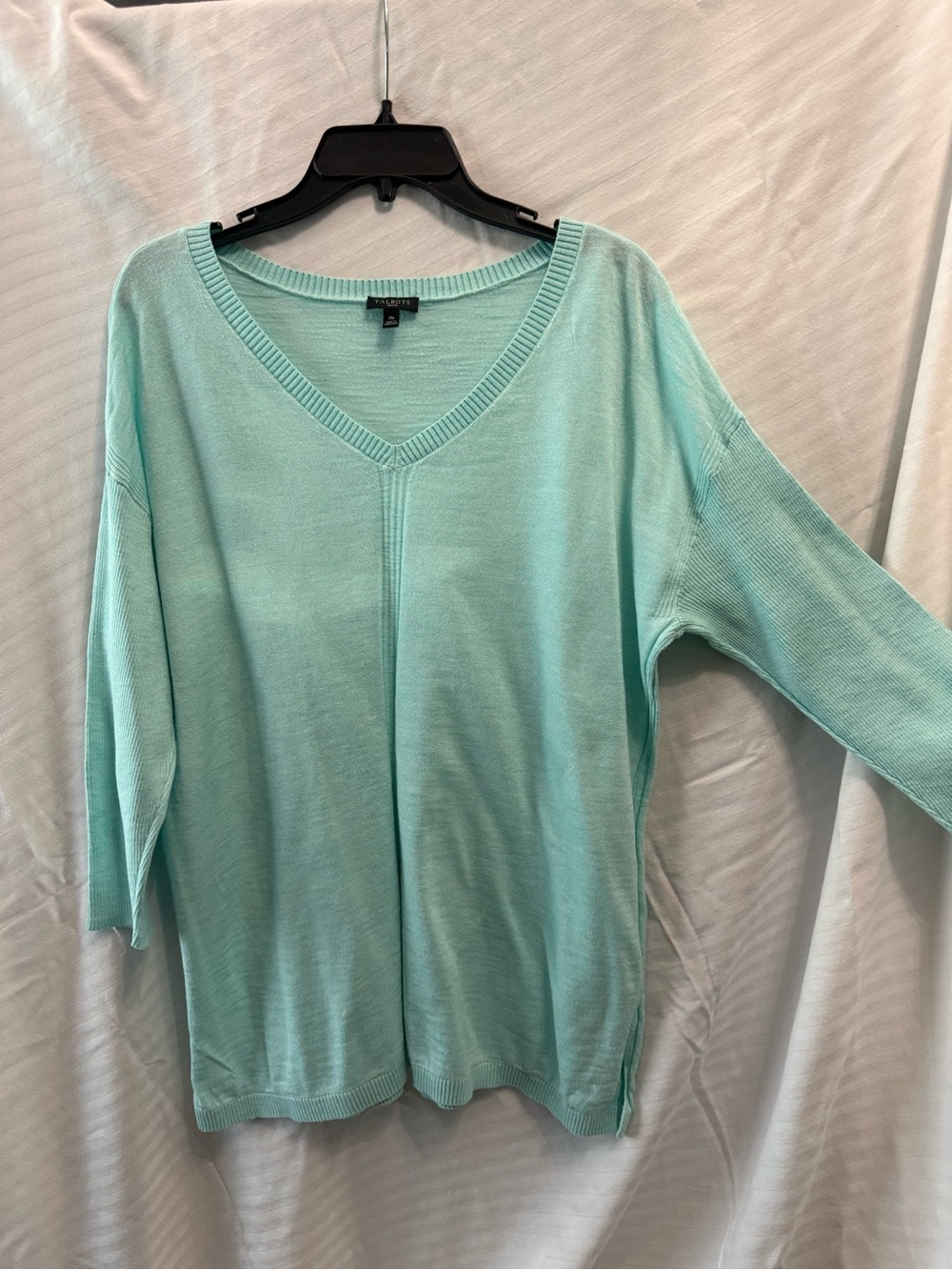 Talbots Mint Green V-Neck Lightweight Sweater
